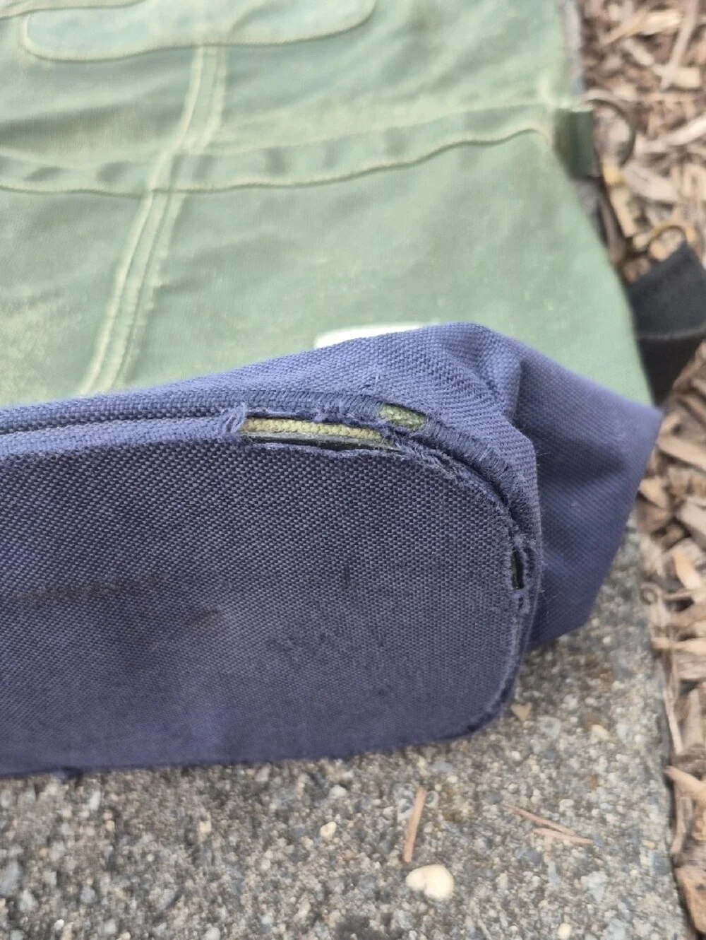 Two-Tone Green & Blue Canvas Messenger Tote
